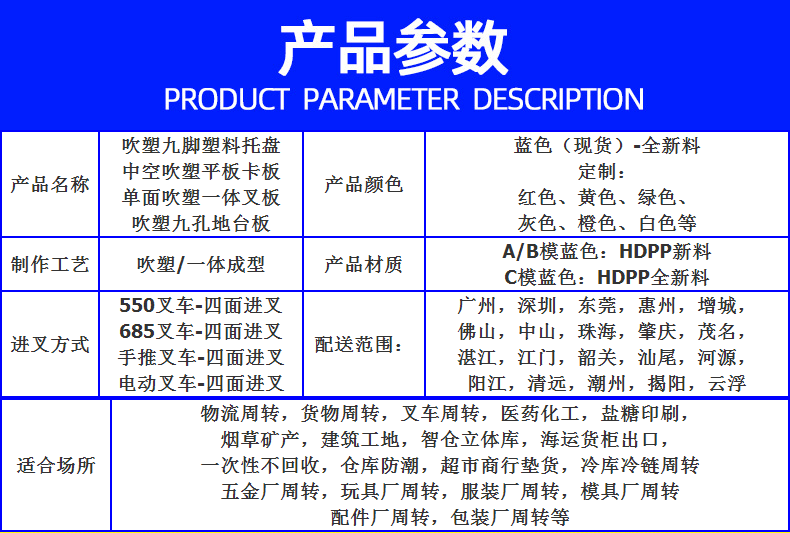 吹塑卡板参数